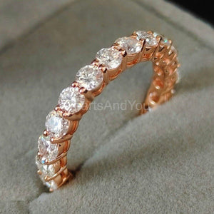 1.6ct Round Cut Moissanite Full Eternity Women Wedding Band 14k Rose Gold Plated