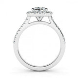 2.5ct Cushion Cut Diamond Halo Womens Engagement Ring 14k White Gold Finish