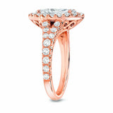 3Ct Marquise Cut Diamond Split Shank Halo Engagement Ring 14K Rose Gold Finish