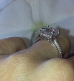 3.2ct Radiant Diamond Engagement Ring Round Accent Solitaire 14k White Gold Over