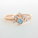 1.2ct Round Cut Blue Aquamarine Engagement Ring Bridal Set 14k Rose Gold Finish