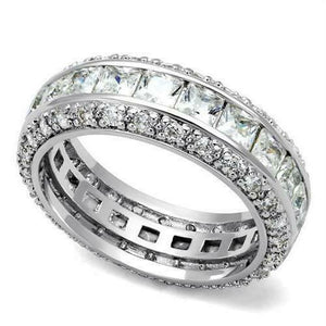 5Ct Princess Cut Diamond Channel Set Eternity Wedding Band 14K White Gold Finish