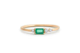 0.75ct Green Emerald Cut Diamond Petite Minimalist Ring 14k Yellow Gold Finish