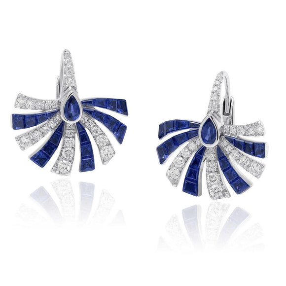 4ct Pear Cut Blue Sapphire Cocktail Party Drop Earrings 14k White Gold Finish