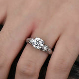 4Ct Round Diamond Stylish Vintage Solitaire Engagement Ring 14K White Gold Over