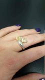 1.7ct Engagement Ring Oval Cut Citrine Two Stone Bypass 14k White Gold Finish