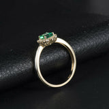 3Ct Princess Cut Green Emerald Sunburst Halo Engagement Ring 14K YellowGold Over