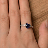 1.3ct Heart Cut Blue Sapphire Solitaire Engagement Ring 14k White Gold Finish