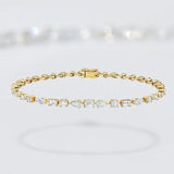 5ct Multi Shape Simulated Box Clasp Wedding Tennis Bracelet 14k WhiteGold Plated