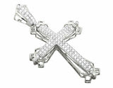 1.2ct Round Cut VVS1D Diamond Pendant Stylish Cross Charm 14k White Gold Finish