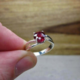 1.5ct Round Pink Ruby Engagement Ring Split Band Solitaire 14k White Gold Finish