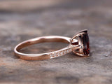 1ct Heart Cut Red Garnet Love Valentine Gift Engagement Ring 14k RoseGold Finish