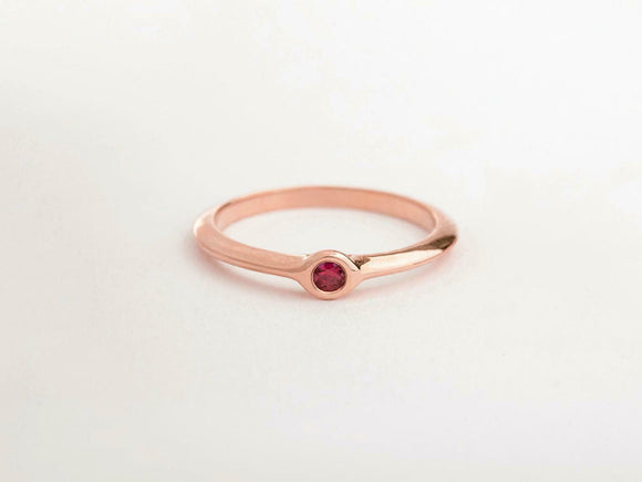 0.2ct Round Cut Pink Ruby Engagement Ring Minimalist Solitaire 14k RoseGold Over