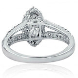 2ct Marquise Cut Diamond Engagement Ring Split Shank Halo 14k White Gold Finish