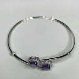 2ct Oval Round Purple Amethyst Halo Open Cuff Women Bracelet 14k White Gold Over