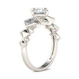 2Ct Princess Cut Diamond Pyramid Inspired Engagement Ring 14K White Gold Finish