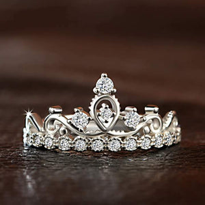 1Ct Round Cut Diamond Princess Crown Tiara Engagement Ring 18K White Gold Finish