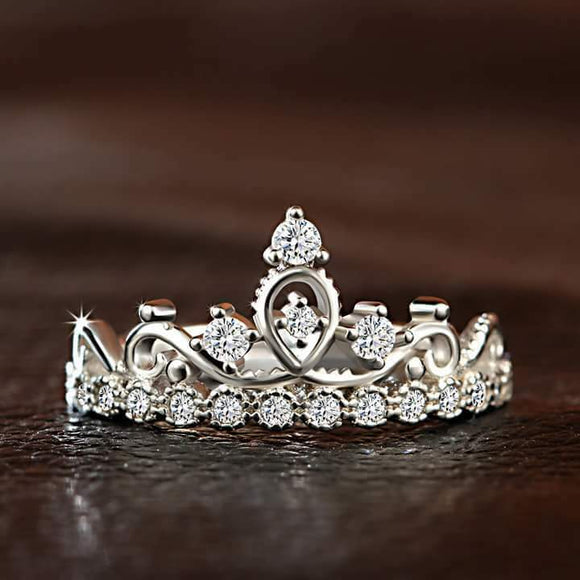 1Ct Round Cut Diamond Princess Crown Tiara Engagement Ring 18K White Gold Finish