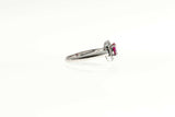 0.25ct Oval Cut Pink Ruby Engagement Ring Art Deco Design 14k White Gold Finish