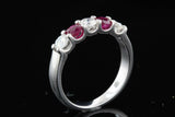 1.8ct Round Cut Pink Ruby Five Stone Wedding Band Ring 14k White Gold Finish