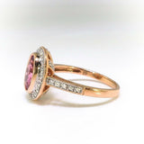 2ct Oval Cut Pink Sapphire Halo Stylish Engagement Ring 14k Rose Gold Finish