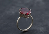 1.3ct Engagement Ring Pear Cut Pink Ruby Solitaire Women 14k White Gold Finish