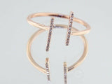 0.5ct Round Cut VVS1 Diamond Double Bar Engagement Ring 14k Rose Gold Finish