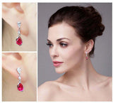 1.75ct Dangle Earrings Pear Cut Pink Ruby Tear Drop Women 14k White Gold Finish