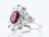 2ct Oval Cut Pink Ruby Engagement Ring Milgrain Art Deco 14k White Gold Finish