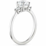 3ct Cushion Cut Diamond Engagement Ring 14k White Gold Over Trilogy Round Accent