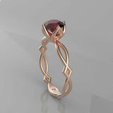 1ct Round Pink Ruby Split Shank Open Floral Solitaire Ring 14k Rose Gold Finish