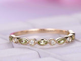 1ct Marquise Cut Green Peridot Wedding Band Half Eternity 14k Rose Gold Finish