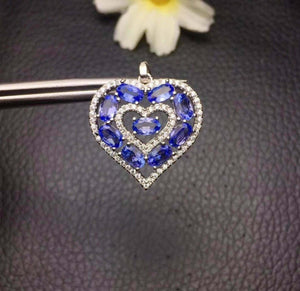 2.3ct Tanzanite Pendant Oval Cut Heart Cocktail 14k White Gold Finish NO CHAIN