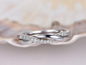 1.2ct Round Cut Diamond Stylish Twist Wedding Band Ring 14k White Gold Finish