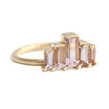 1.3ct Baguette Cut Morganite Engagement Ring 14k Yellow Gold Over Art Deco Crown