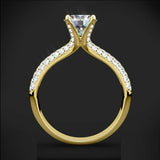 3Ct Round Cut Diamond Iced Shank Solitaire Engagement Ring 14K Yellow Gold Over