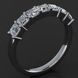 7 Stone Wedding Ring Band 1.2ct Asscher Cut VVS1D Diamond 14k White Gold Finish