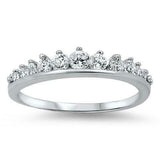 2Ct Round Cut Diamond Crown Shaped Eternity Wedding Band 14K White Gold Finish