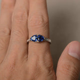 2ct Trillion Cut Blue Tanzanite Two Stone Engagement Ring 14k White Gold Finish