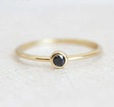 0.4ct Round Cut Black Diamond Engagement Ring 14k Yellow Gold Finish Bezel Set