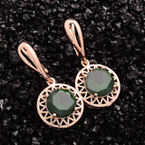 1.5Ct Round Cut Green Emerald Circular Party Drop Earrings 14K Rose Gold Finish