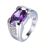 2ct Oval Cut Purple Amethyst Antique Engagement Ring 14k White Gold Finish Women