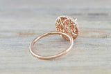 2.5ct Round Cut Peach Morganite Engagement Ring Double Halo 14k Rose Gold Finish