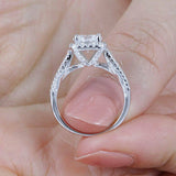 5Ct Round Cut Diamond Bridal Set Wide Split Band Halo Ring 14K White Gold Finish