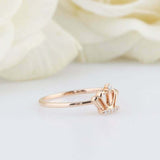 0.35ct Round Cut Diamond Engagement Ring Minimalist Crown 14k Rose Gold Finish