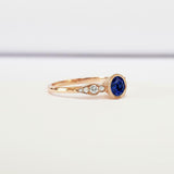 0.5ct Round Blue Sapphire Milgrain Solitaire with Accent Ring 14k Rose Gold Over