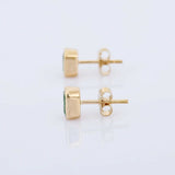 1.5ct Stud Earrings Green Emerald Cut Bezel Set Solitaire 14k Yellow Gold Finish