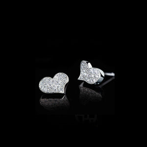 1ct Round Cut Diamond Heart Love Valentine Stud Earrings 14k White Gold Finish