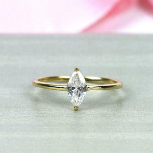 1ct Marquise Cut Diamond Engagement Ring Dainty Stackable 14k Yellow Gold Finish