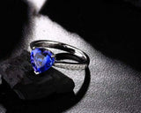 1.25ct Heart Cut Blue Tanzanite Solitaire with Accent Ring 14k White Gold Finish